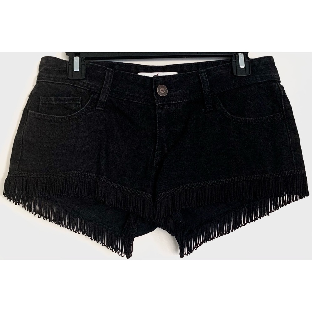 Abercrombie & Fitch Black Denim Fringe Shorts